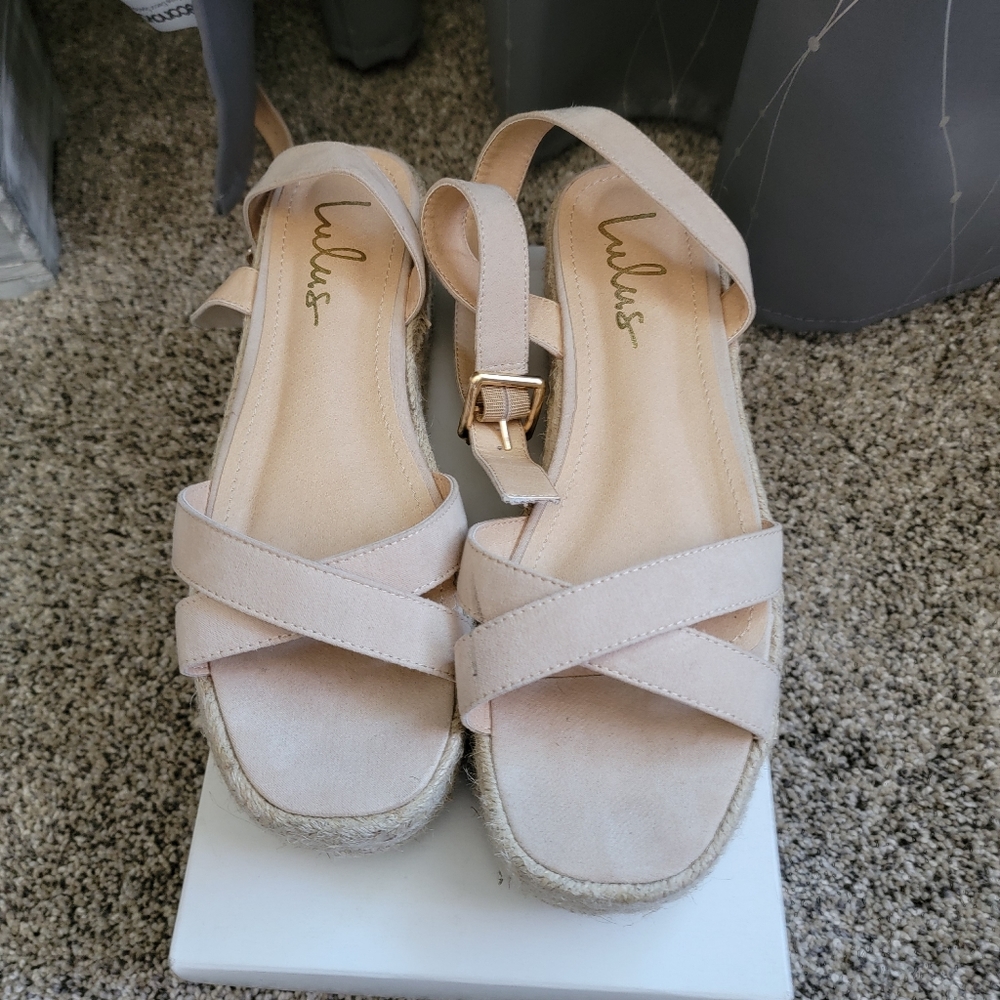 Lulus Beige platform ankle strap sandal